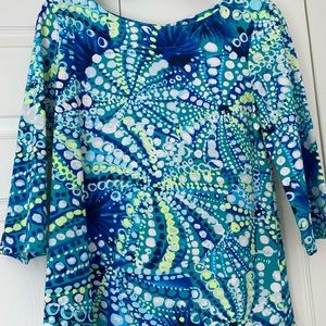Lilly Pulitzer boat neck, Sea Urchin colorful print top.